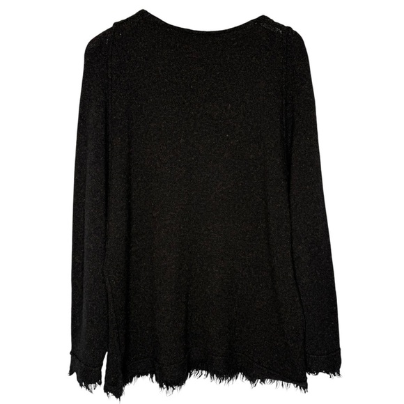 Free People Irresistible Fringe Dark Brown Wool Linen Blend VNeck Sweater Size S - Picture 4 of 13